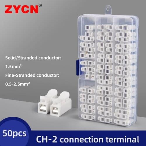 15/50pcs Electrical Cable Connectors Quick Splice Lock Terminals Mix Set CH2 CH-3 2Pin 3Pin Universal Wiring Terminal Block Box