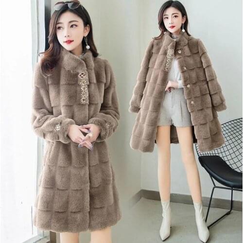 2021 Fashion Winter Women Thick Warm Loose Faux Mink Fur Coats Women Long Sleeve Plus Size Jacket Female Solid Outerwear Z595