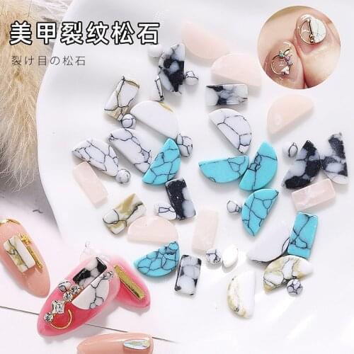 50pcs Japanese Natural Stone White Pink Green marble Nail Art Manicure Nail Art Accessories DIY Nail Decorations Nail art Charms