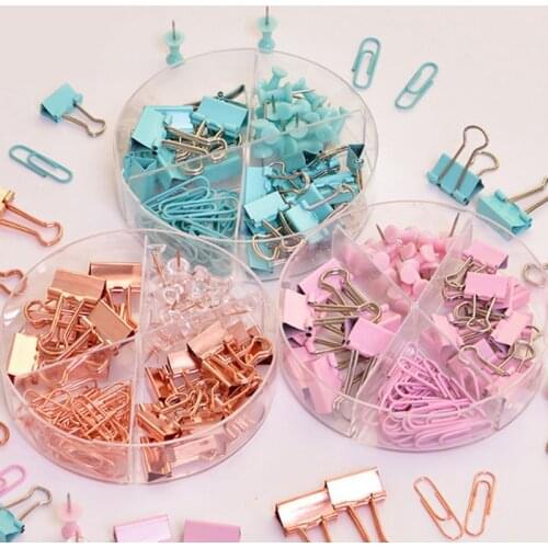 72Pcs Push Nail Binder Clip Paperclips Clamp Combination Office Stationery Long Tail Metal Clips Office Binding Supplies