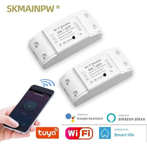 Skmainpw AC100V-240V Smart Wifi Breaker Switch Tuya Smart Life App Timer Wireless Remote Control Works With Alexa Google Home