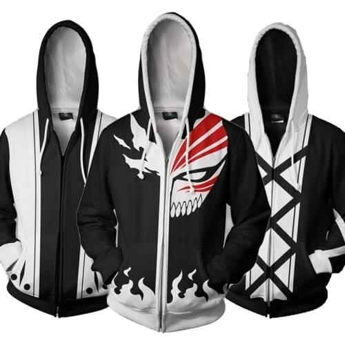Anime BLEACH Jacket Kurosaki ichigo Cosplay Costume Unisex Hoodies Sweatshirts Kenpachi Zaraki Jacket Coat