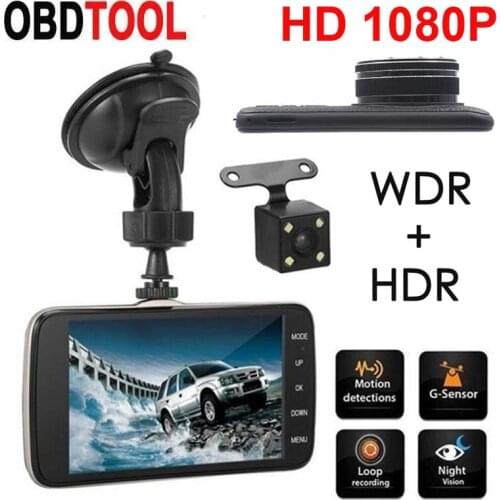 Dual Lens 4-Inch Cross-Border Vehicle Driving Recorder WDR + HDR 8 LED Night Vision Camera Shot 170 Wide Angle Hidden Car DVR