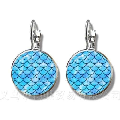 Brilliant Colors Flaky Clouds Pattern 16mm Glass Dome Earrings DIY Creative Silver Plated Stud Earrings For Women