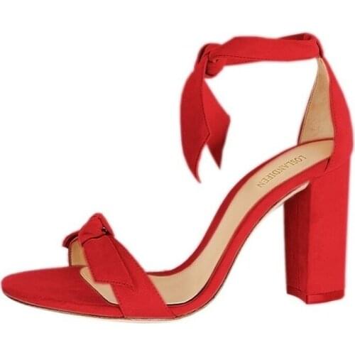 Women Open Toe Sexy Ankle Straps Sandals High Heels Summer Ladies Bridal Suede Thick Heel Pumps wedding shoes platform sandals