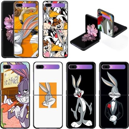 Phone Case For Samsung Z Flip 5G Cover CellPhone Shell Black TPU Caso Capa Silicone Fundas Funny Cartoon Crazy Rabbit