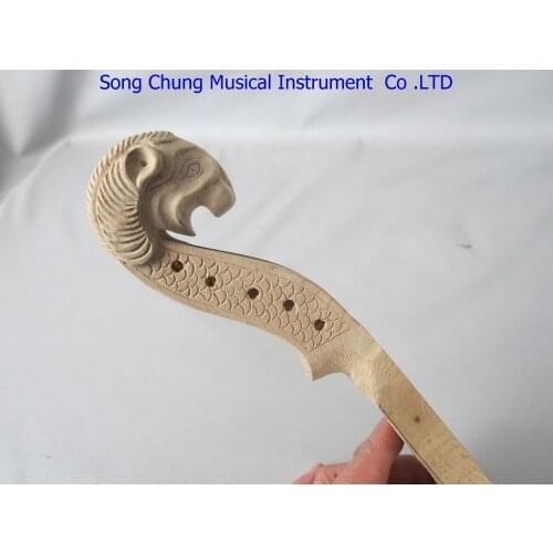 1pcs Nice hand carved maple 5 strings lion head unfinished violin neck 4/4