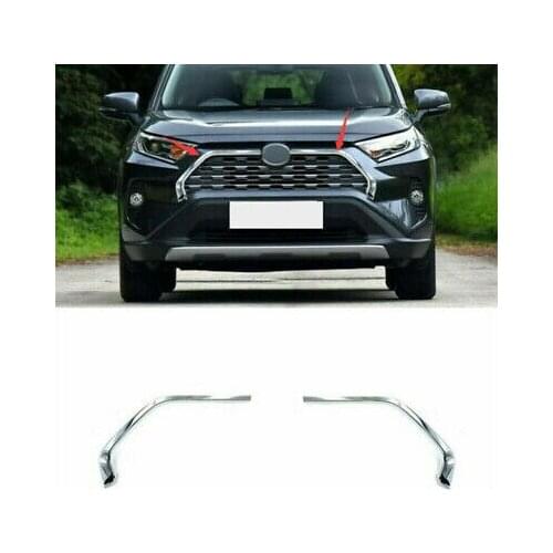 Chrome Front Center Grill Grid Grille Cover Trim 2pcs For Toyota RAV4 2019-2021