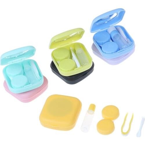 1 pcs Pocket Portable Mini Contact Lens Case Easy Carry Make Up Beauty Pupil Storage Box Mirror Container Travel Kit Cute Style
