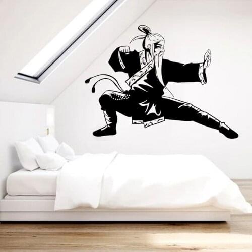 Chinese Kung Fu Stickers Living Room Decoration Martial Master Vinyl Wall Decal Arts Mural Warrior Home Decor O187