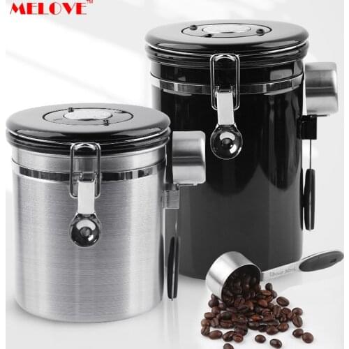 Coffee Canister Stainless Steel Sealed Tank Storage Tank Moisture-proof Coffee Bean Milk Powder Jar Kitchen Grains Storage Box