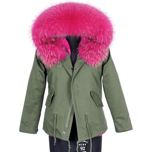 MAOMAOKONG 2020 new Real raccoon fur collar autumn and winter womens jacket plus cotton thickening female coat Womens fur