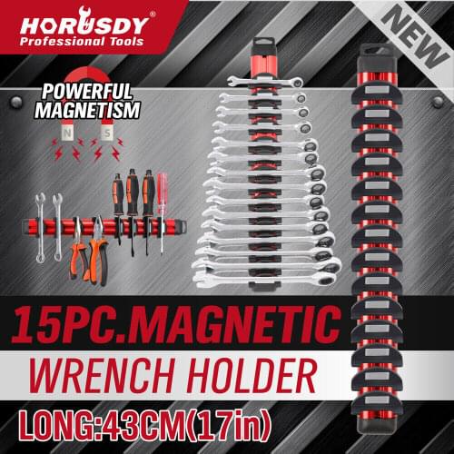 2020-SEDY Magnetic Spanner Holder Aluminum 15 Wrench Rack Tool Screwdriver Organizer Red