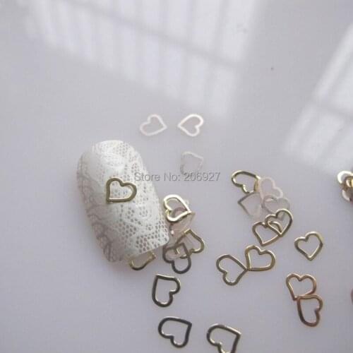 MS166-2 100pcs Gold Cute Heart Metal Sticker Nail Art Metal Sticker Nail Art Decoration Non-adhesive Sticker