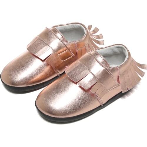 Little girls shoes tassel flat toddler silver champagne kids spring autumn shoe chaussure de menino zapatos SandQ baby 2019 new