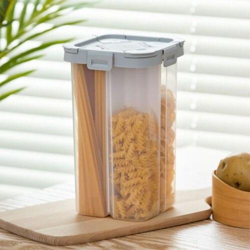 Plastic 4 Compartment Storage Box Kitchen Food Grain Rice Container Nice Cereal Dispenser Organizer Waterproof Storage Box
