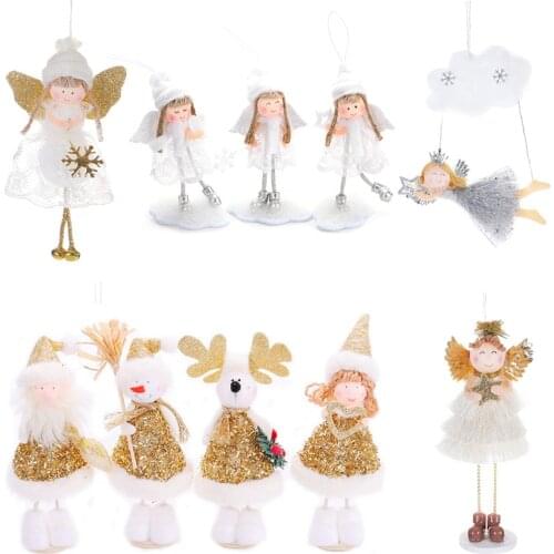 Cute Angel Girl Plush Doll Christmas Pendant Christmas Tree Hanging Ornaments Window Display Xmas Party Decoration Fw27