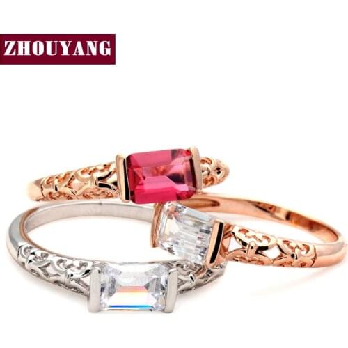 Simple Lady Style Rose Gold Color Fashion Ring Austrian Crystals Full Sizes Top Quality ZYR367 ZYR368 ZYR369