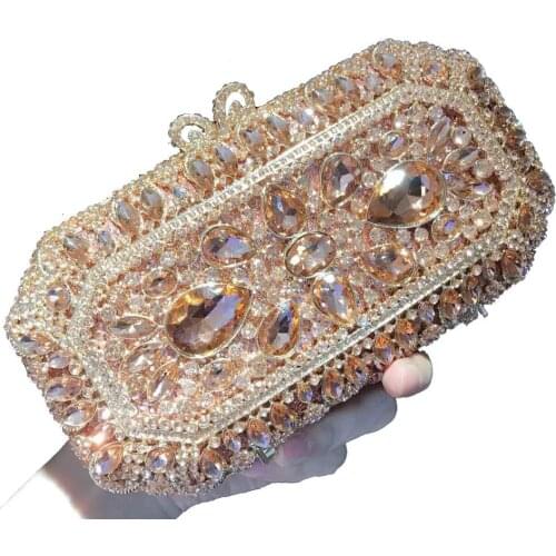 Rectangle Women Clutch Purse Evening Bag Clutches Luxury Small Stone Crystal Minaudiere Bag Wedding Handbag Mini Box Banquet Bag