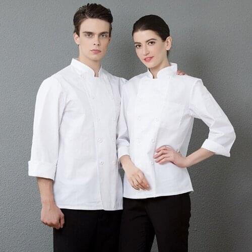 Chefs Work Jacket Kitchen Clothes Long Sleeves White Hotel Restaurant Dining Hall Uniform Kitchen Clothes Lady Hotel Wear H2008