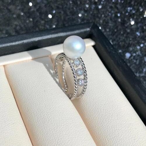 DIY Jewelry 925 Sterling Silver Adjustable Ring Settings Findings Mountings Parts for Pearl Corals Jade Crystal, 5pcs/lot