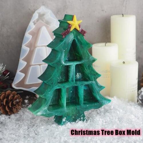 DIY Crystal Epoxy Resin Christmas Tree Storage Box Epoxy Resin Silicone Mold Jewelry Box Decoration Silicone Mold For Resin