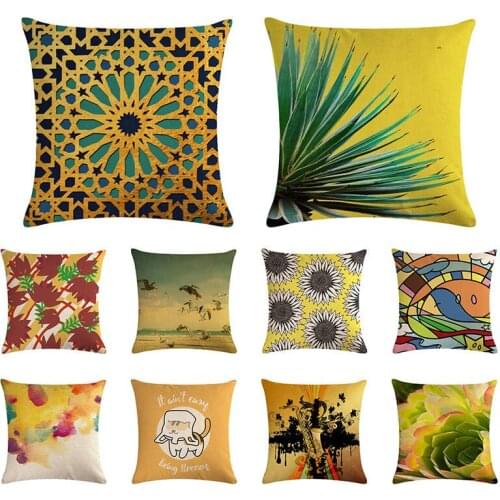 Nordic Linen Cotton Yellow Being Brezzy Cartoon Decorative Pillow Cover Sofa Throw Cushion Cover Pillow Case Home Decor ZY1380