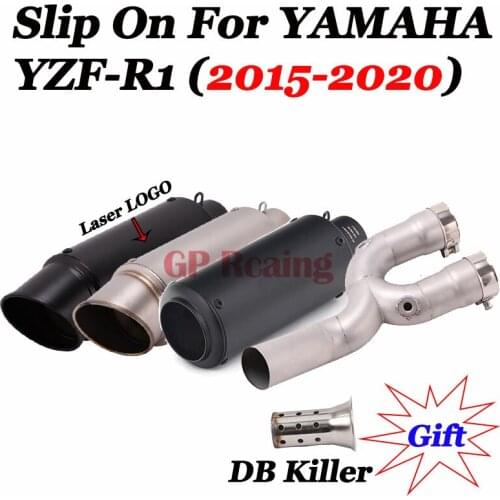 Slip On For Yamaha R1 YZF-R1 2015-2020 Motorcycle GP Exhaust Muffler Middle link Pipe Connection Tube Escape Moto With DB Killer