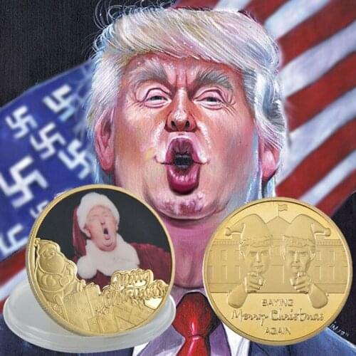 WR US President Donald Trump Metal Coins Gold Plated Coin American President Funny Commemorative Coin For Christmas Gifts