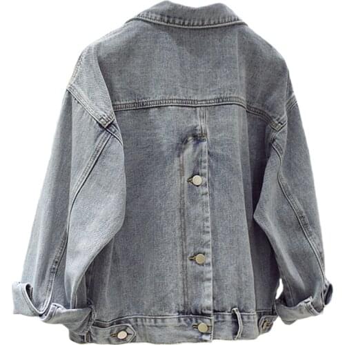 Fried Street Denim Jacket Women Spring Autumn Jeans Cowboy Jacket Outerwear Female Korean Loose Plus Size Retro Casual Tops Lady