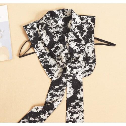Women Printed Front Bow Tie Shirt False Collar Detachable Collar Half Shirt Blouse Tops Fake Collar for Sweater Nep Kraagje