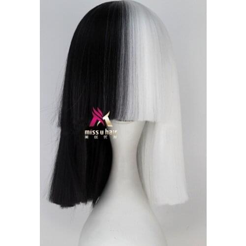 New Sia Kate Isobelle Furler Synthetic Short Ombre Hair Women Straight SIA Wig Cosplay Black Blonde Bob Wigs For Party