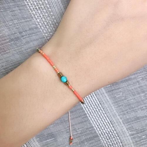 Living Coral Beads Thin Bracelets Women MIYUKI Stone Crystal Jewelry Handmade Boho Vintage Ethnic Pulseras Mujer Bracelet Gift