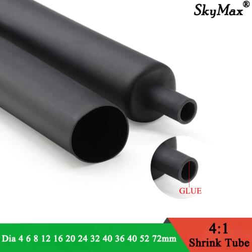 1Meter 4 6 8 12mm 16mm 20mm 24mm 52 mm Heat Shrink Tube with Glue Adhesive Lined 4:1 Dual Wall Tubing Sleeve Wrap Wire Cable kit