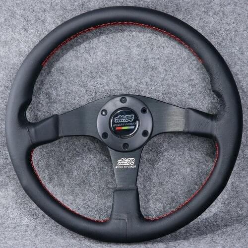 14inch Mugen Genuine Leather Racing Tuning Drift Sport Steering Wheel