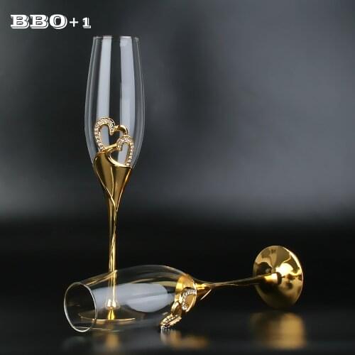 2PCS Wedding Personalized Crystal Champagne Glasses Flutes Gold Engrave Party Goblet Wedding Decoration Wine Glass Dinner Gift