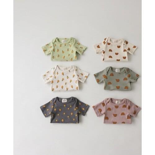 MILANCEL 2021 Summer New Baby Clothes Short Sleeve Floral Print Cartoon Rompers