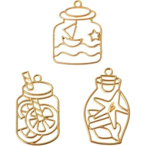 3Pcs Drift Bottle Blank UV Resin Frame Pendant Open Bezel Setting Jewelry Findings