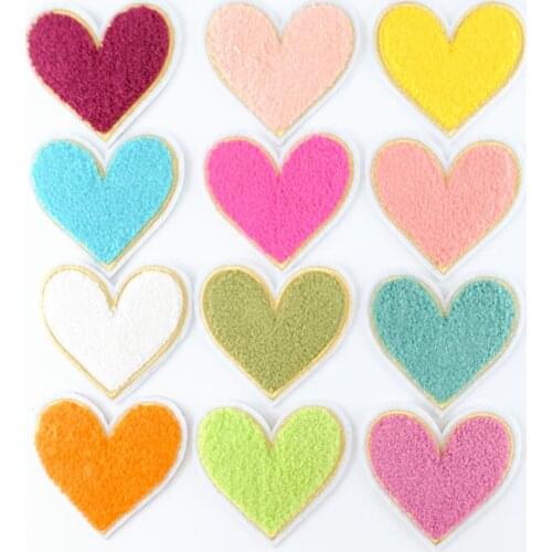 3pcs/lot Towel Love Heat Patch Embroidery Patches For Clothes DIY Round Sticker For Cloth Sew On Bags/Jeans Applique
