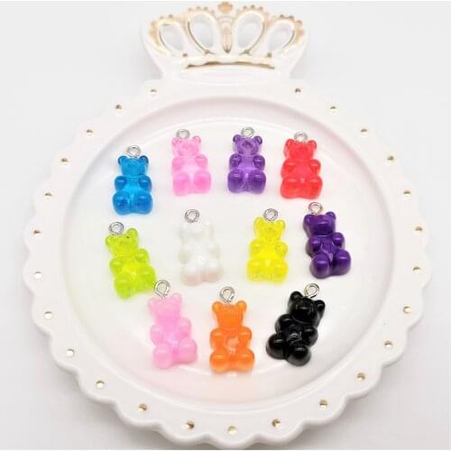 6pcs 11*21mm Resin Cute Gummy Bear Charms Flatback Pendants For DIY Decoration Earrings Keychains Fashion Jewelry Accessories