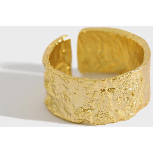 1pc Unisex INS Authentic S925 Sterling Silver FINE Jewelry White/ Gold Foil Band ring TLJ1122