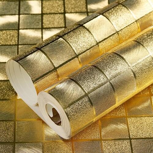 Beibehang Golden fashion big mosaic KTV wallpaper reflective lattice ceiling gold foil wallpaper bar decoration background