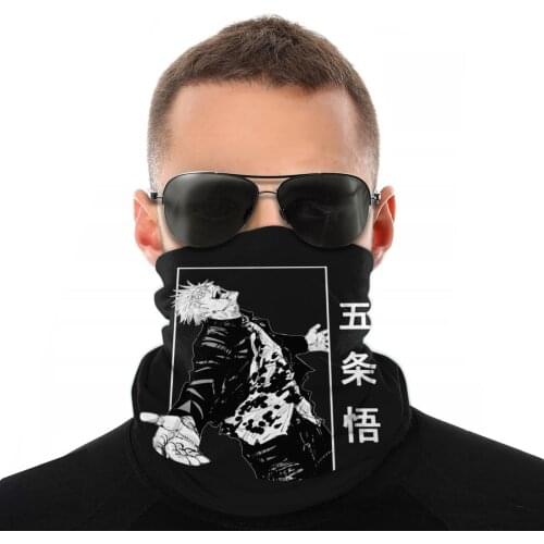 Jujutsu Kaisen Gojo Satoru Scarf Half Face Mask Halloween Tube Mask anime japan kanji manga Seamless Bandana Dustproof Headband