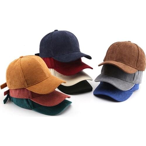 Corduroy Baseball Cap For Women Men Autumn Winter Adjustable Dad Hat Solid Color Unisex Snapback Hip Hop Caps