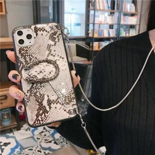 Snakeskin Pattern Phone Case For IPhone 12 11 Pro XR XS Max X 8 7 Plus SE2020 Luxury Fashion Wristband Wallet Protection Cover