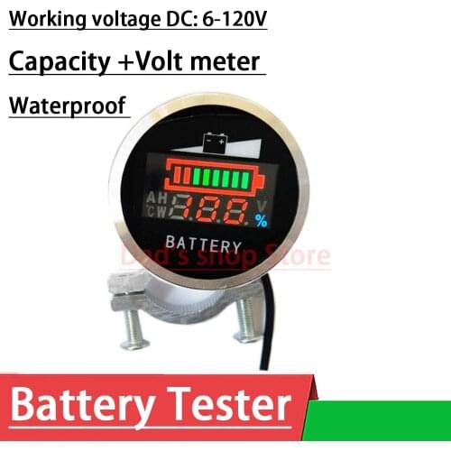 DC 6V-120V digital LED Battery Capacity Tester METER LiFePO4 Li-ion lithium lead-acid 12V 24V 36V 48V electric Scooter Motor