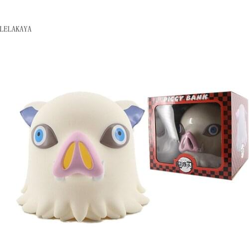 Demon Slayer: Kimetsu no Yaiba Cosplay Hashibira Inosuke Piggy Bank Wild Pig Money Coin Storage Box PVC Action Figure Toys 15cm