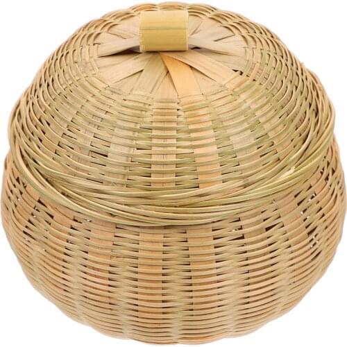 Home Tea Holder Basket Sundries Food Container Kitchen Bamboo Woven Egg Basket