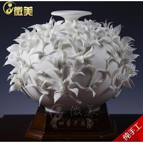 Dehua ceramic ornaments small white porcelain flowers four seasons peace Home Furnishing jewelry fashion modern decor furnishing
