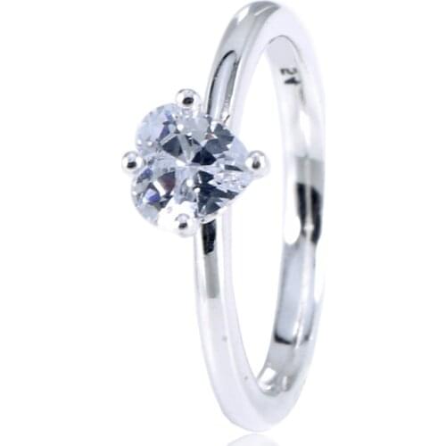 100% 925 sterling silver Pan Ring Valentines Day Zircon Pair Ring Couple EuroPe And America TransParent Love Sing